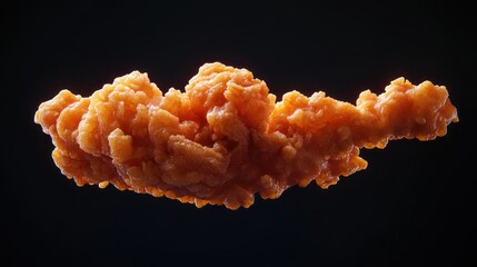 Crispy fried chicken tender, floating, dark background, food advertising
