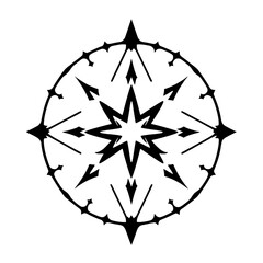 Fototapeta premium Elegant Compass Rose with Arrows and a stylized star, symbol of direction.