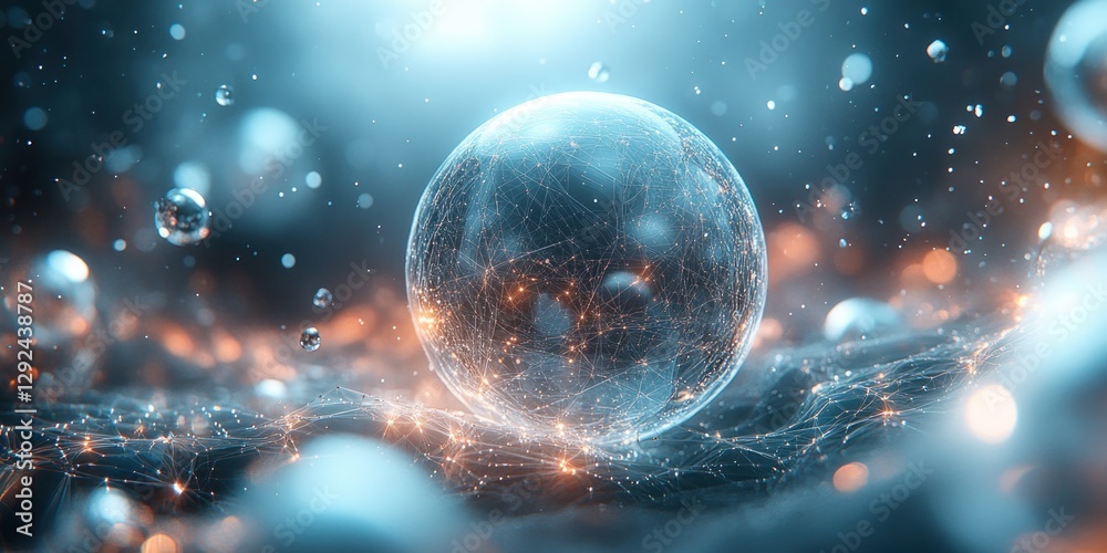 Aufkleber Abstract Modern Technology Glossy Spherical Design with Geometric Shapes and Soft Lighting