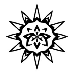 Fototapeta premium Black and white geometric design of star shape, symmetry.