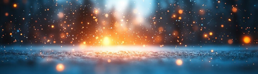 Obraz premium Winter Wonderland with Falling Snowflakes and Bokeh Lights