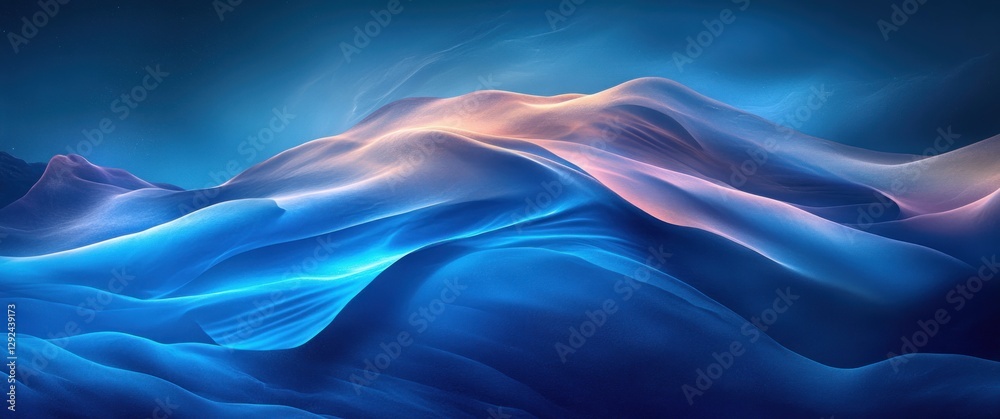 Poster abstract blue curves design with smooth lines and light effects for futuristic wallpaper and creativ