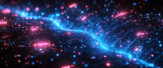 Fototapeta premium Futuristic Cyberpunk Digital Art with Glowing Circuit Patterns and Dynamic Composition