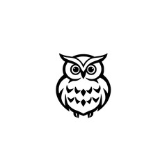 Minimalist Owl Silhouette on White Background.