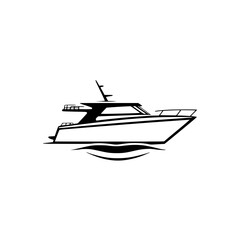 Black and White Boat Silhouette against White Background