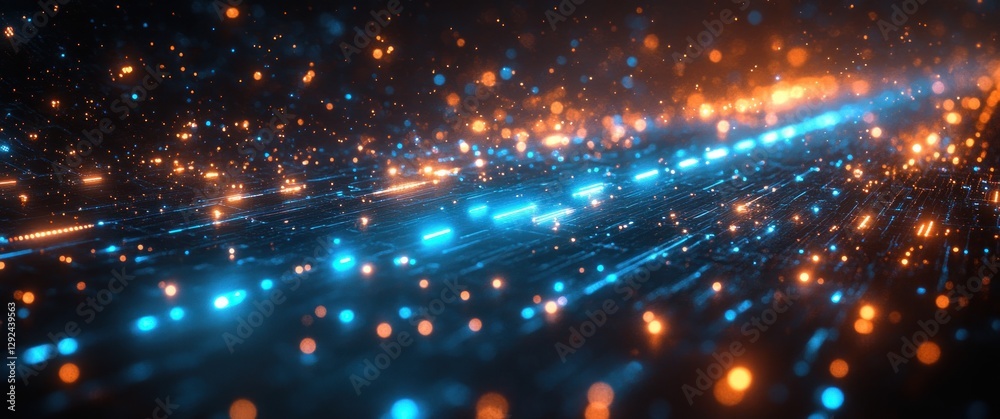 Aufkleber futuristic cyberpunk circuit board design with glowing blue patterns and high contrast dark backgrou