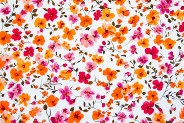 Spring Floral Pattern on White/白背景の春の花柄