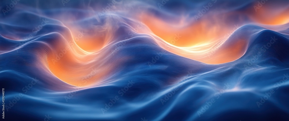 Aufkleber Abstract Digital Wave Flow Mesh Technology Network Background Dynamic Illustration