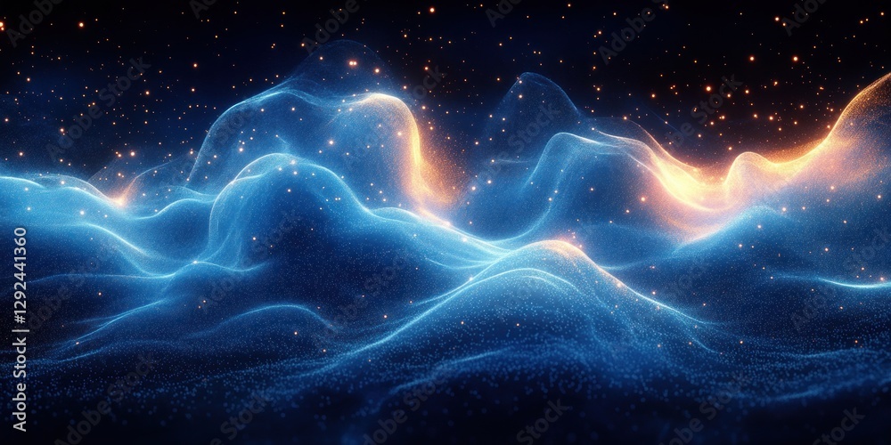 Poster dynamic abstract sound wave visualization flowing lines tech concept with blue teal gradient