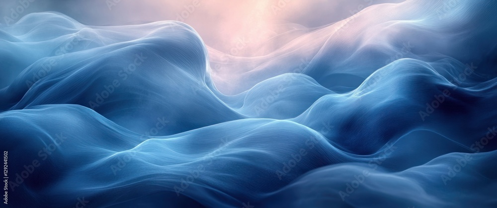 Aufkleber futuristic abstract blue wave flow design with smooth curves and light effects for modern graphic ba