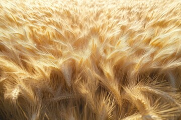 Golden wheat field swaying gently under the bright sun during late afternoon hours in a rural landscape