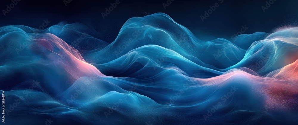 Leinwandbilder futuristic abstract dynamic geometric waves flowing light and texture in blue gradient for modern di