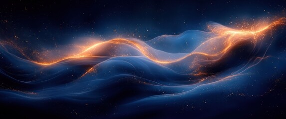 Fototapeta premium Abstract Blue Wave with Gold Highlights Smooth Gradient Motion Modern Design Luxury Background Illustration