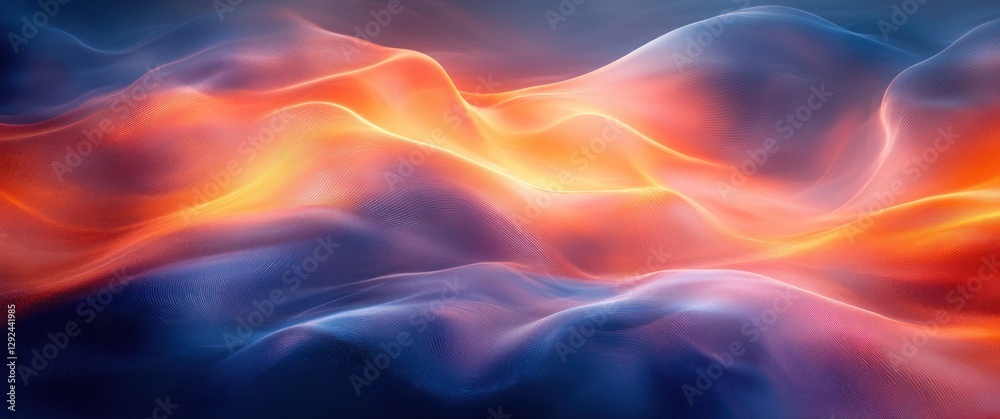 Poster abstract wave pattern with gradient colors in digital art style