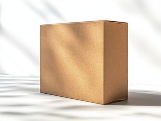 Large Brown Cardboard Box Packaging Mockup for Smart TV Set in Modern Minimalist Style