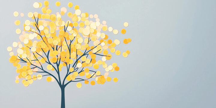 Coin tree, the concept of wealth, editorial illustration