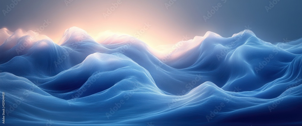 Fototapete Futuristic Abstract Blue Gradient Background with Smooth Curves and Light Effects for Dynamic Wallpaper and Graphic Design