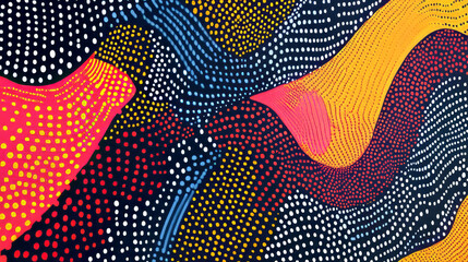 Vibrant abstract background with wavy lines and polka dots for creative design