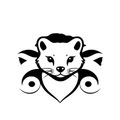 A charming minimalist vector illustration of a skunk face, with a playful and friendly design.