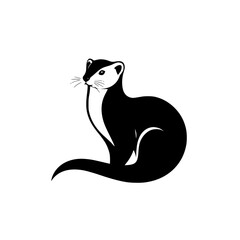 Silhouette of a black and white animal, posed on a white background, exhibiting a minimalist style, with an artful and simple composition.