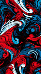 red and blue psychadelic patterns geometric shapes design poster background