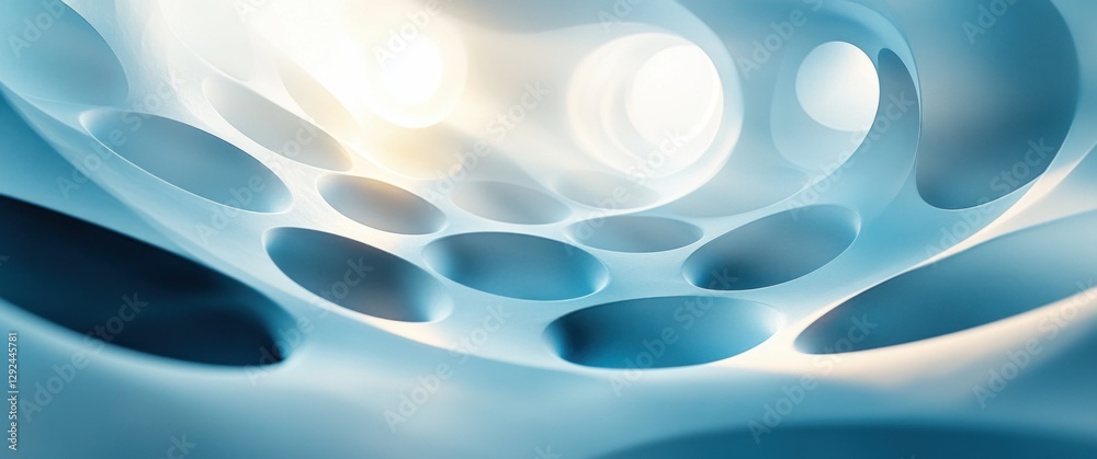 Poster futuristic abstract design with overlapping circles and geometric shapes for technology and business