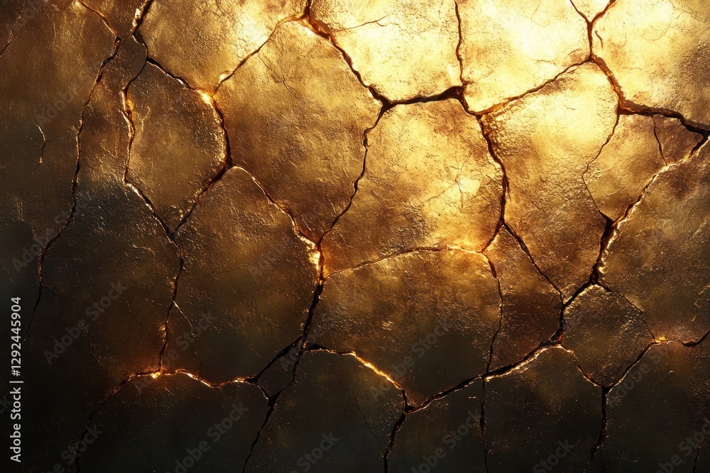 Poster abstract golden background with cracks and glossy finish for luxury wallpaper and modern graphic des