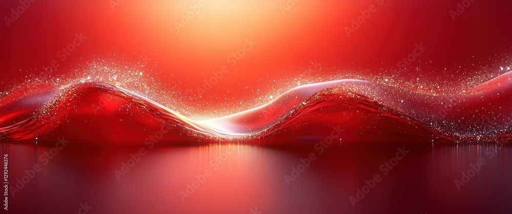 Aufkleber Red Metallic Abstract Background with Light Effects and Geometric Design for Modern Technology and Digital Art