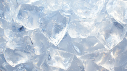 Glittering ice cubes with reflective white light for chilled refreshment themes