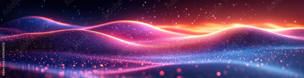 Poster dynamic futuristic technology background with abstract waves and gradient light effects in cyberpunk