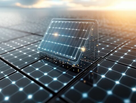 Futuristic Abstract Transparent Microchip Solar Panel Composition