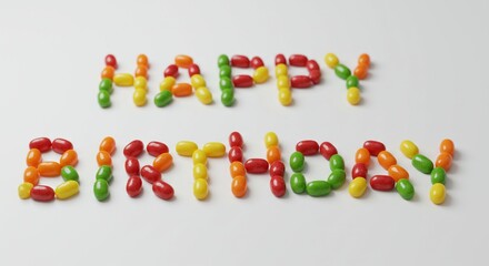 Colorful Candy Happy Birthday Message Festive Sweet Treats Celebration