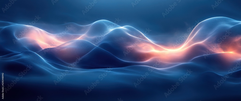 Poster futuristic abstract blue gradient flowing curves dynamic geometric wave design for modern wallpaper 