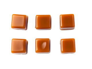 Caramel candy, isolated on white background, full depth of field