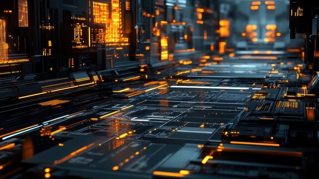 Exploring futuristic technology in a neon-infused digital environment