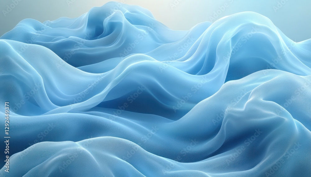 Poster Abstract Soft Wave Patterns in Light Blue Gradient Minimalist Design