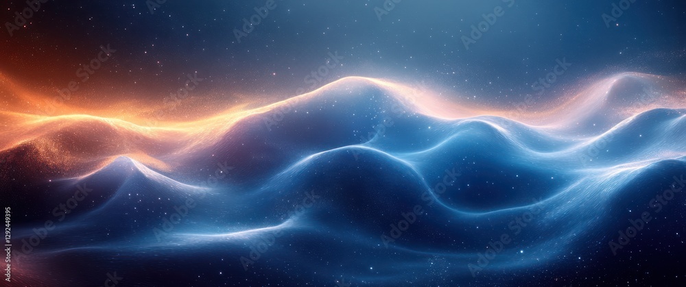 Aufkleber futuristic abstract blue wave flow design with light effects and smooth curves for modern wallpaper 