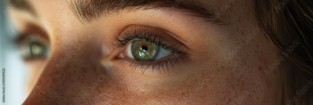 Poster close up of a womans face showing contrast between aged and youthful skin with drawn lines. generati