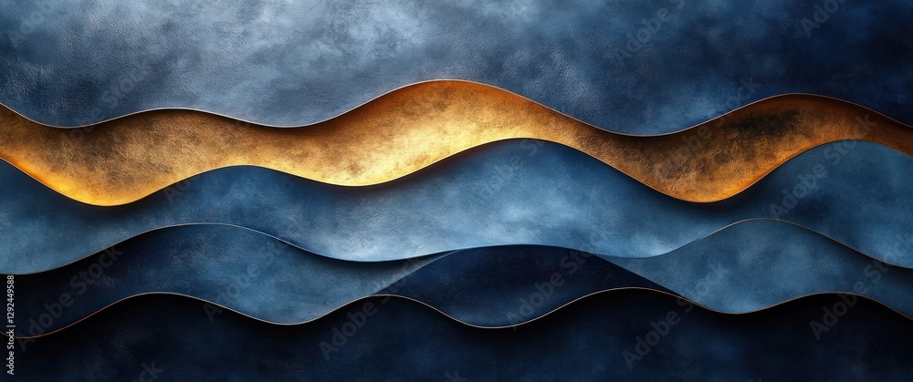 Aufkleber Luxury Abstract Gold Background with Geometric Shapes and Blue Gradient Design for Modern Digital Art and Wallpaper
