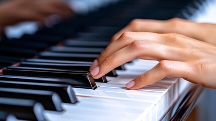 Obraz premium captivating hands playing melodic harmonies on a grand piano