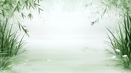 Obraz premium Serene Green Bamboo Forest Landscape with Mist