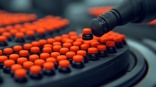 Automated Precision Placement of Bright Orange Components onto a Dark Surface