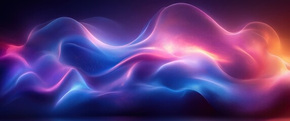 Fototapeta premium Abstract Wave Line Illustration with Particle Dots and Motion Pattern in Vibrant Blue and Purple Background