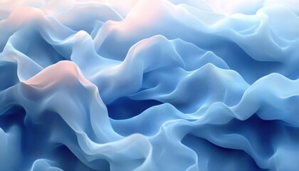 Obraz premium Pastel Blue Soft Waves Abstract Minimalist Design