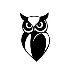 Black and White Minimalist Owl Silhouette on White Background