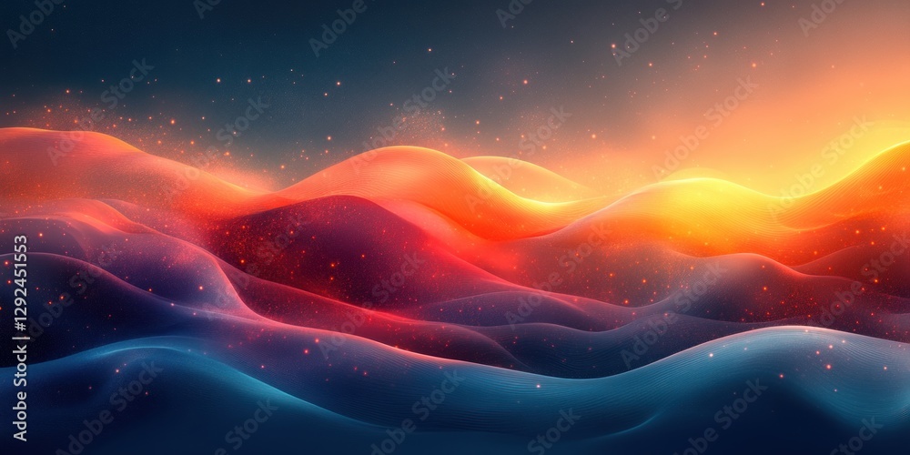 Poster minimalistic technology background with colorful circles and waves abstract design