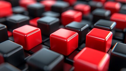 Red black cubes abstract background