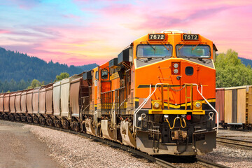 freight train operating in northwest Montana close to Whitefish