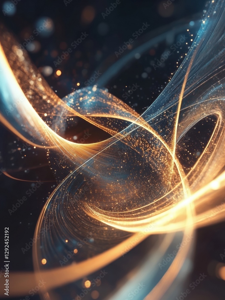 Aufkleber Abstract representation of agreement and trust in business through dynamic flowing lines and shimmering particles. Generative AI