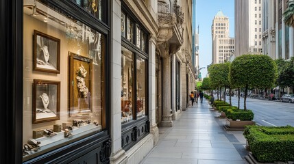 Fototapeta premium Elegant Boutique Shops with Stylish Window Displays